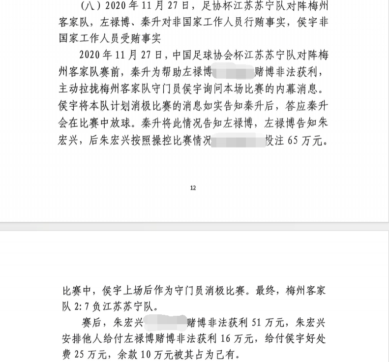 網(wǎng)傳判決書：足協(xié)杯梅州2-7江蘇，梅州門將侯宇收25萬消極比賽