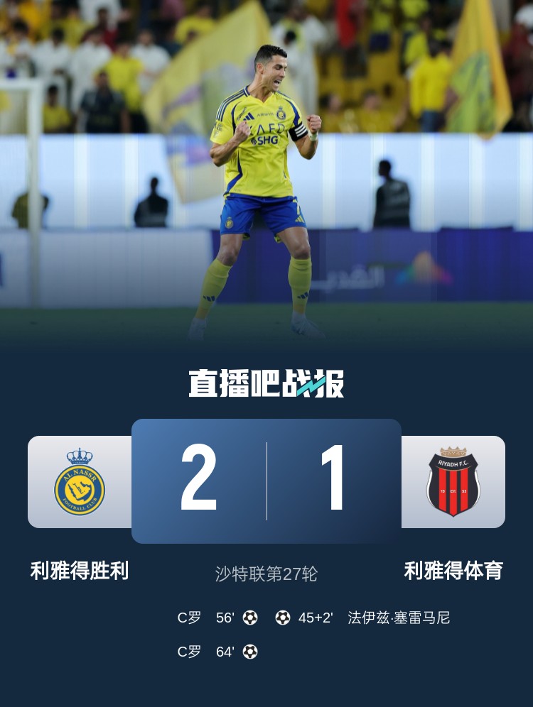 利雅得勝利達(dá)成沙特職業(yè)聯(lián)賽900球里程碑，僅少于新月